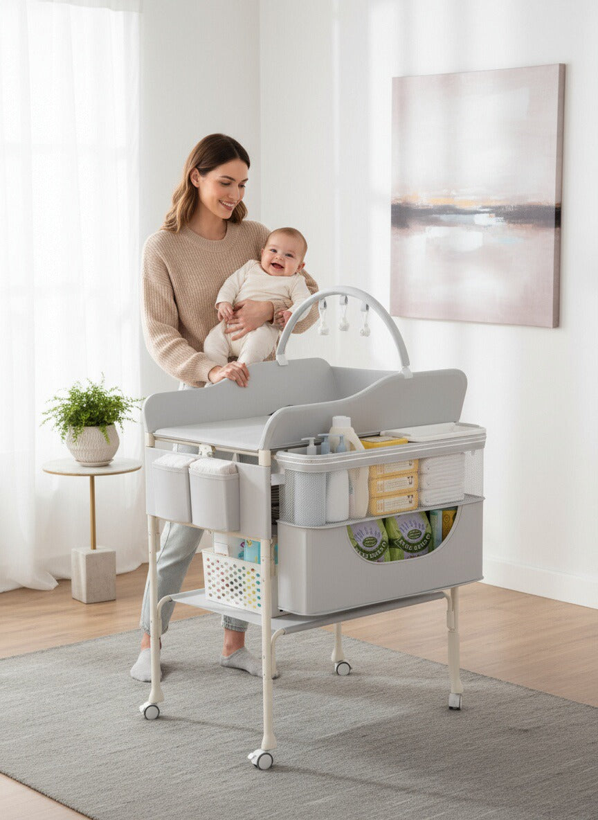 Newborn baby changing table, foldable and portable, super convenient for changing diapers and nursing.