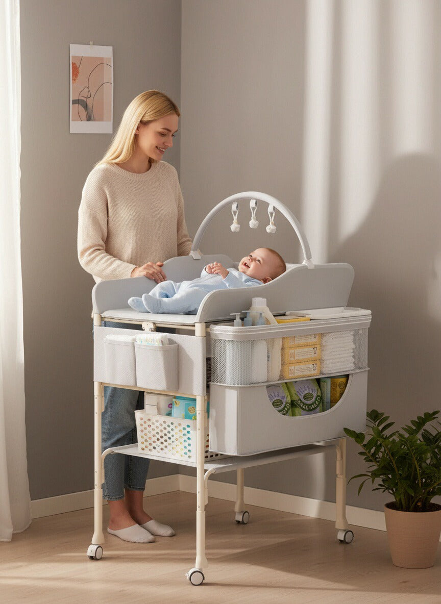 Newborn baby changing table, foldable and portable, super convenient for changing diapers and nursing.