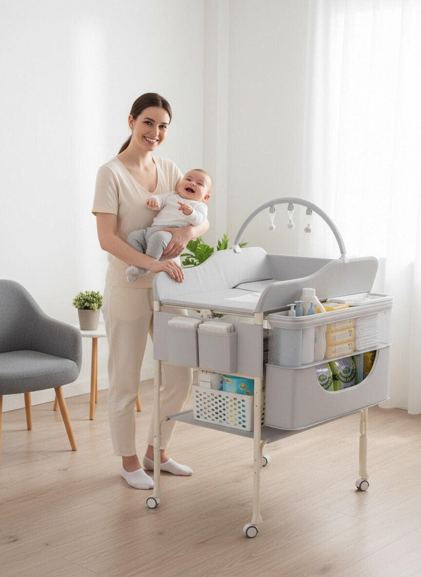 Newborn baby changing table, foldable and portable, super convenient for changing diapers and nursing.