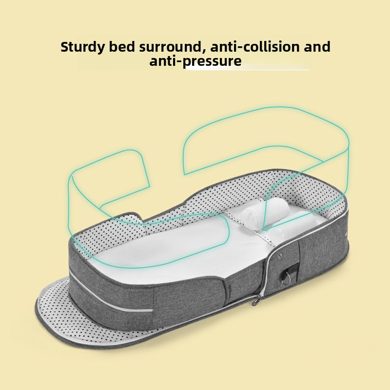 Portable Baby Crib, Movable Bed-in-Bed, Multifunctional Foldable Baby Bed, Newborn BB Crib with Mosquito Net