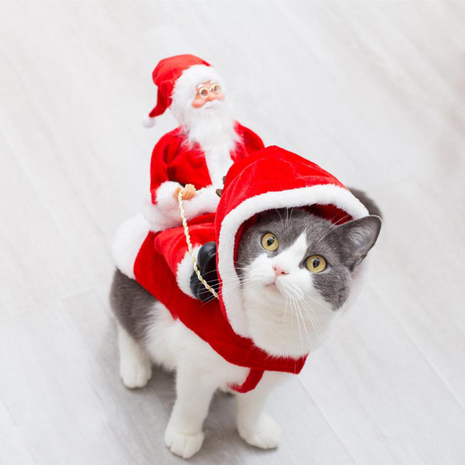 Pet Dog Christmas Costume Santa Claus Riding Outfit Christmas Pet Clothes Reindeer Riding Outfit Pet Christmas Supplies