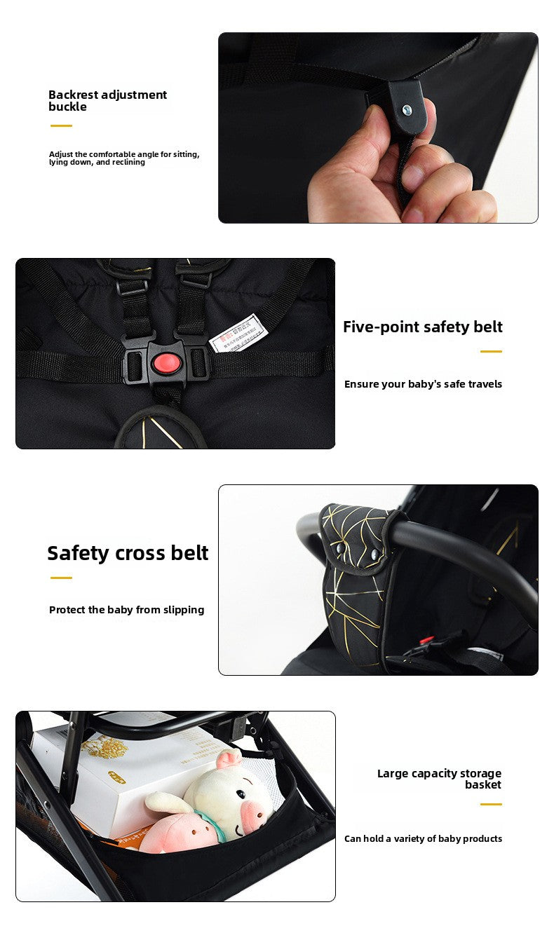 High View Baby Stroller, Convertible to Sit or Lie, Lightweight Foldable Baby Umbrella Stroller, One-Way Baby Pushchair, Shock Absorbing Stroller