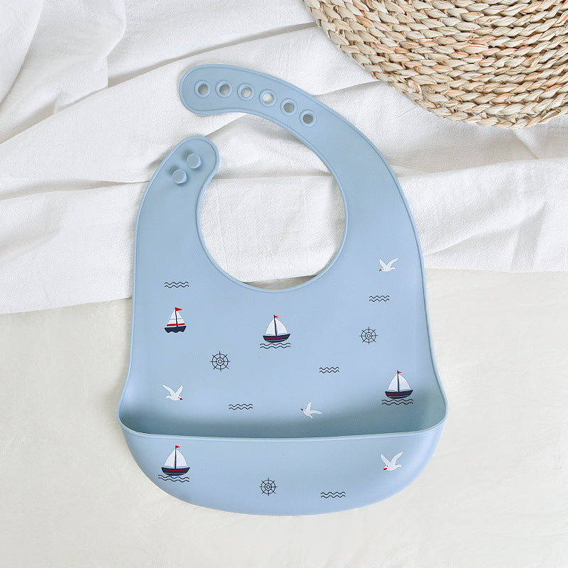 Baby Feeding Bib Waterproof Silicone Baby Food Bib Ultra Soft Portable Infant Children's Bib Anti-dirty Magic Tool