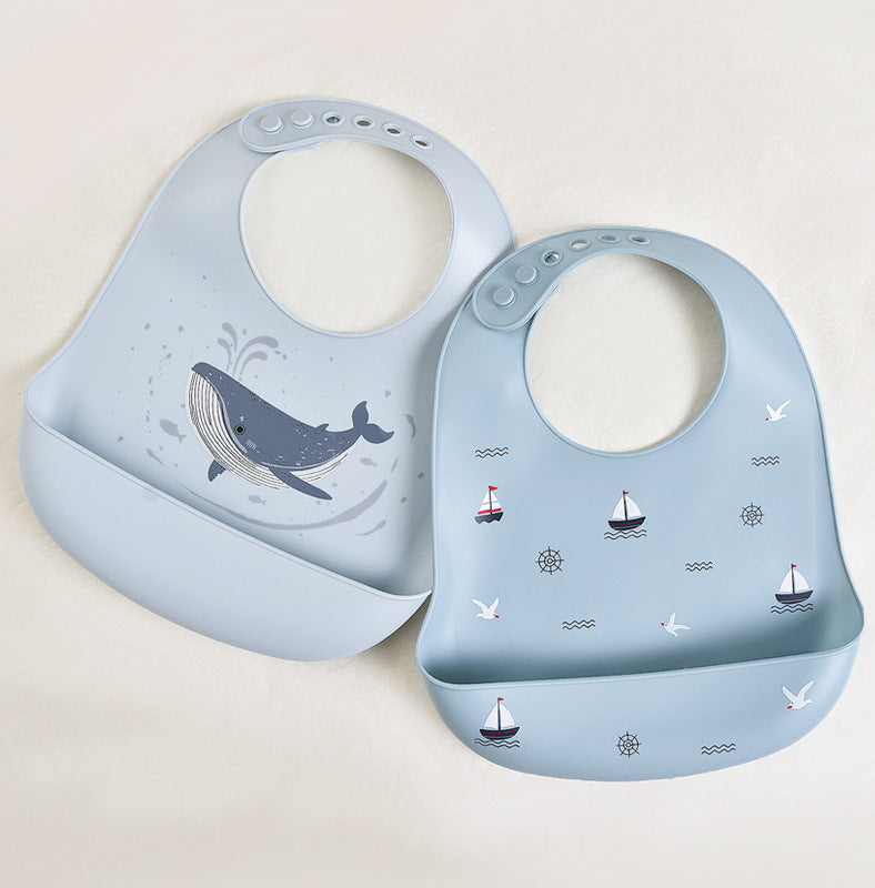 Baby Feeding Bib Waterproof Silicone Baby Food Bib Ultra Soft Portable Infant Children's Bib Anti-dirty Magic Tool