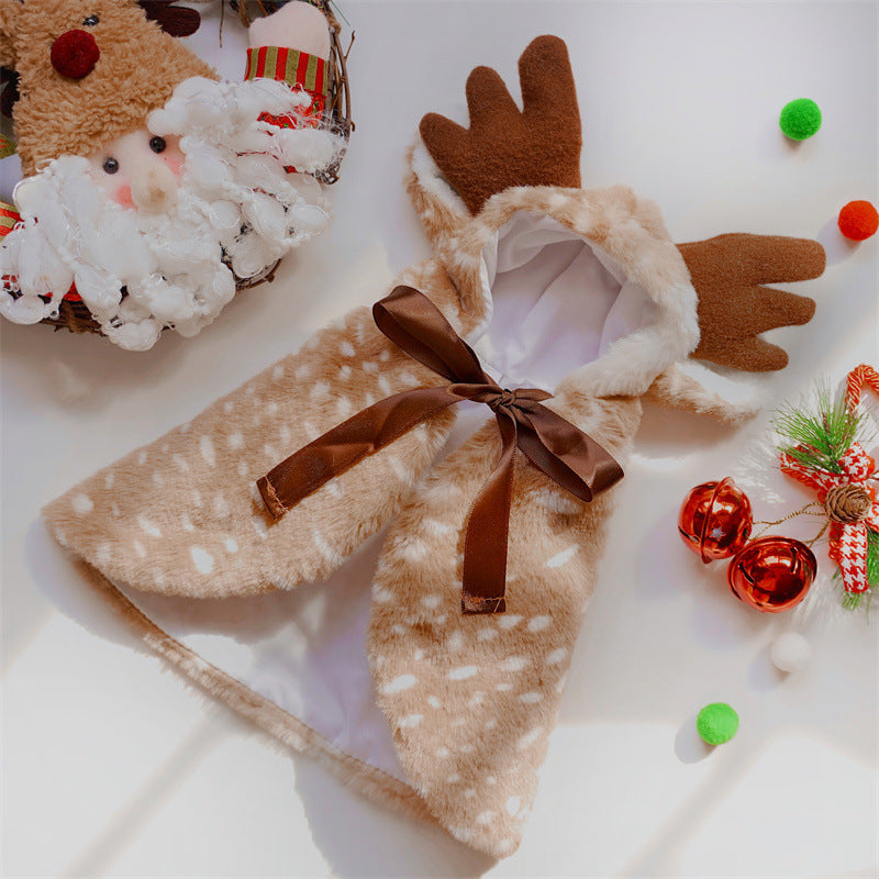 Christmas Pet Costume Reindeer Cape Warm Dog Cat Clothes Transformation Hat Accessories Wholesale -Customizable-Direct from the factory