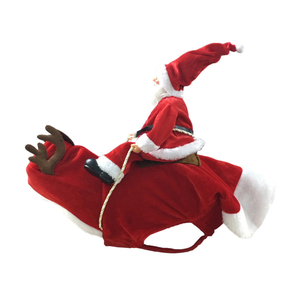 Pet Dog Christmas Costume Santa Claus Riding Outfit Christmas Pet Clothes Reindeer Riding Outfit Pet Christmas Supplies
