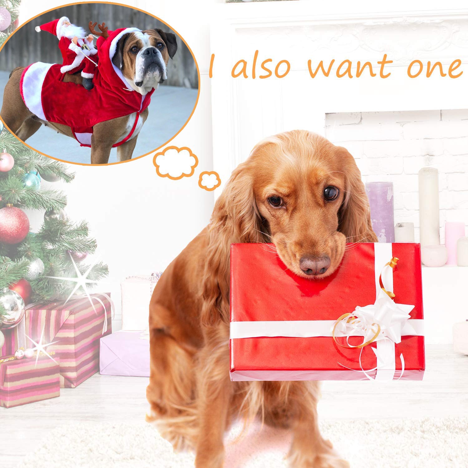 Pet Dog Christmas Costume Santa Claus Riding Outfit Christmas Pet Clothes Reindeer Riding Outfit Pet Christmas Supplies
