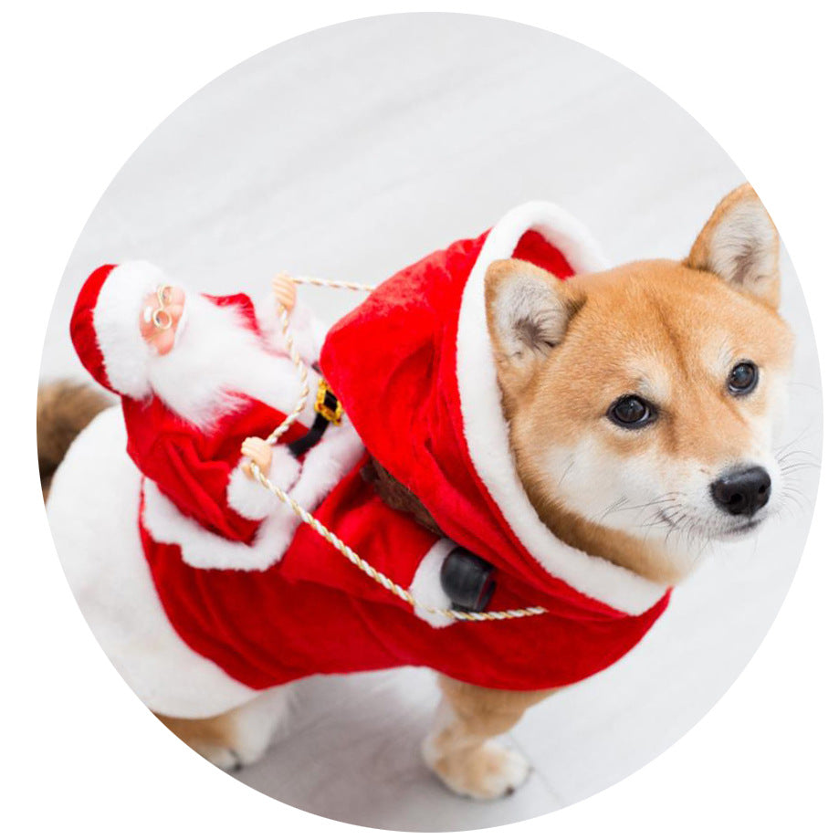 Pet Dog Christmas Costume Santa Claus Riding Outfit Christmas Pet Clothes Reindeer Riding Outfit Pet Christmas Supplies
