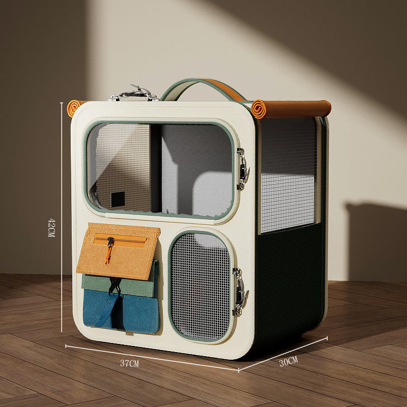 Cat Carrier Outdoor Large Capacity Luggage Multi-Cat Pet Portable Cat Multi-Function Wheeled Trolley Transparent Backpack