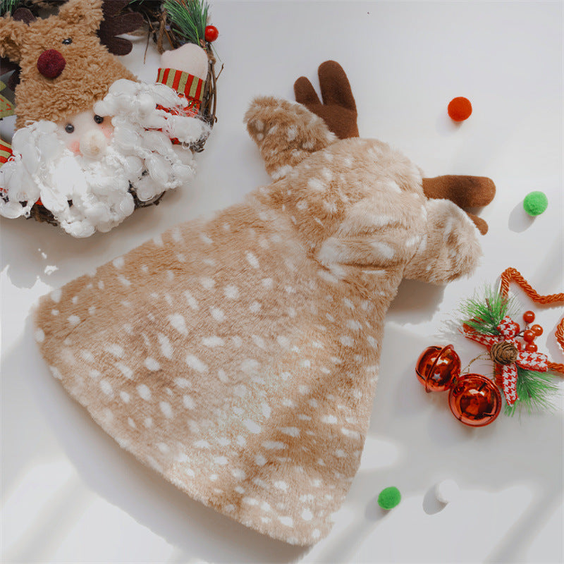 Christmas Pet Costume Reindeer Cape Warm Dog Cat Clothes Transformation Hat Accessories Wholesale -Customizable-Direct from the factory