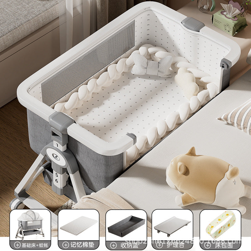 Baby Crib Portable Foldable Multi-Functional Baby Cradle Bed Newborn Children's Splicing Large Bed