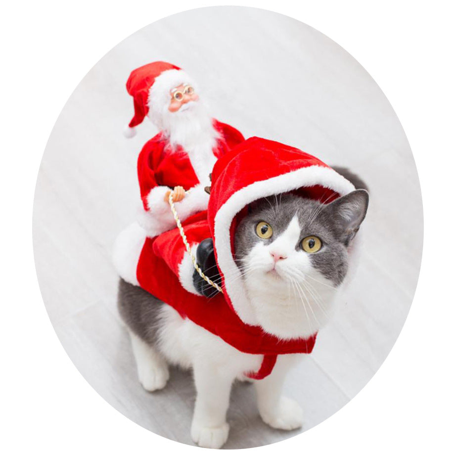 Pet Dog Christmas Costume Santa Claus Riding Outfit Christmas Pet Clothes Reindeer Riding Outfit Pet Christmas Supplies