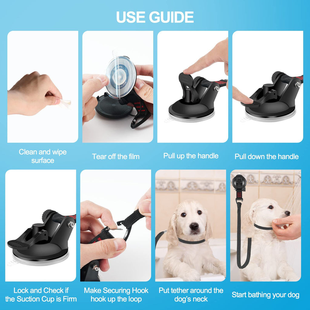 Pet Bathing Fixed Rope Cat Dog Grooming Table Hanging Rope Grooming Cleaning Tool Anti-Movement Suction Cup Fixed Traction Rope