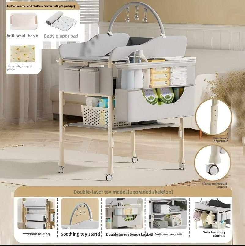 Newborn baby changing table, foldable and portable, super convenient for changing diapers and nursing.
