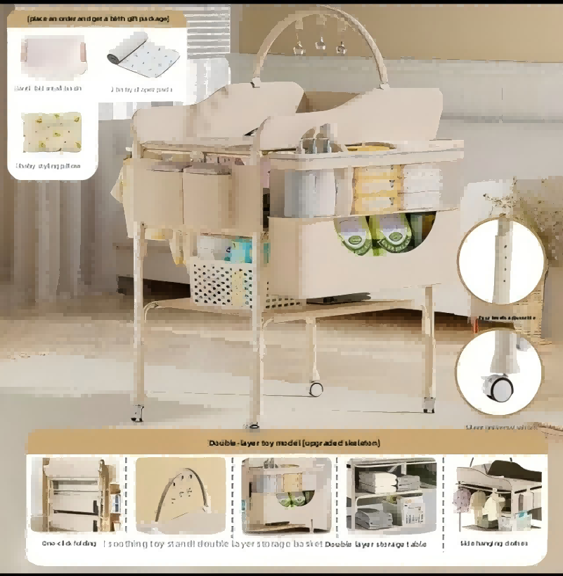 Newborn baby changing table, foldable and portable, super convenient for changing diapers and nursing.